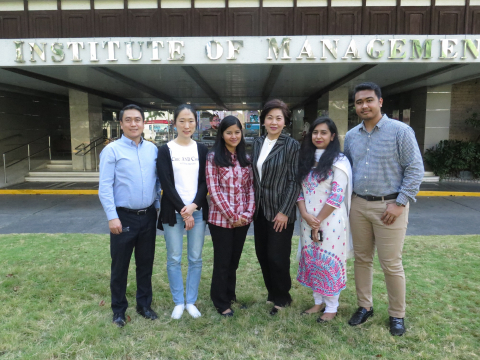 (From left) Bernie Jiao, Executive Managing Director of the AIM Alumni Relations Office; Jishu Ji; Aliyuslita; Sugar Han, MBM 84; Shohana Dristy, and Ralph Norman Malana.