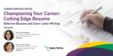 AIM Career Services Office partners with Opti/Write for a Championing Your Career program session on resume and cover letter writing